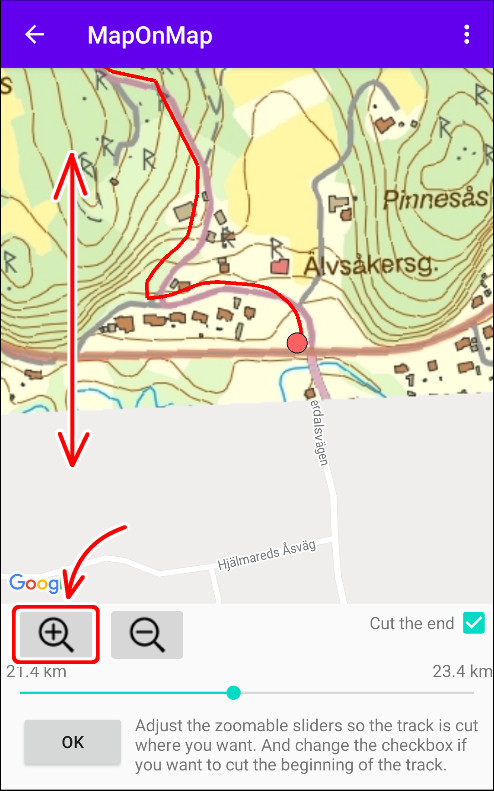 2. Haz un acercamiento en el mapa usando la opción de Zoom y los controles deslizantes para realizar un ajuste detallado.